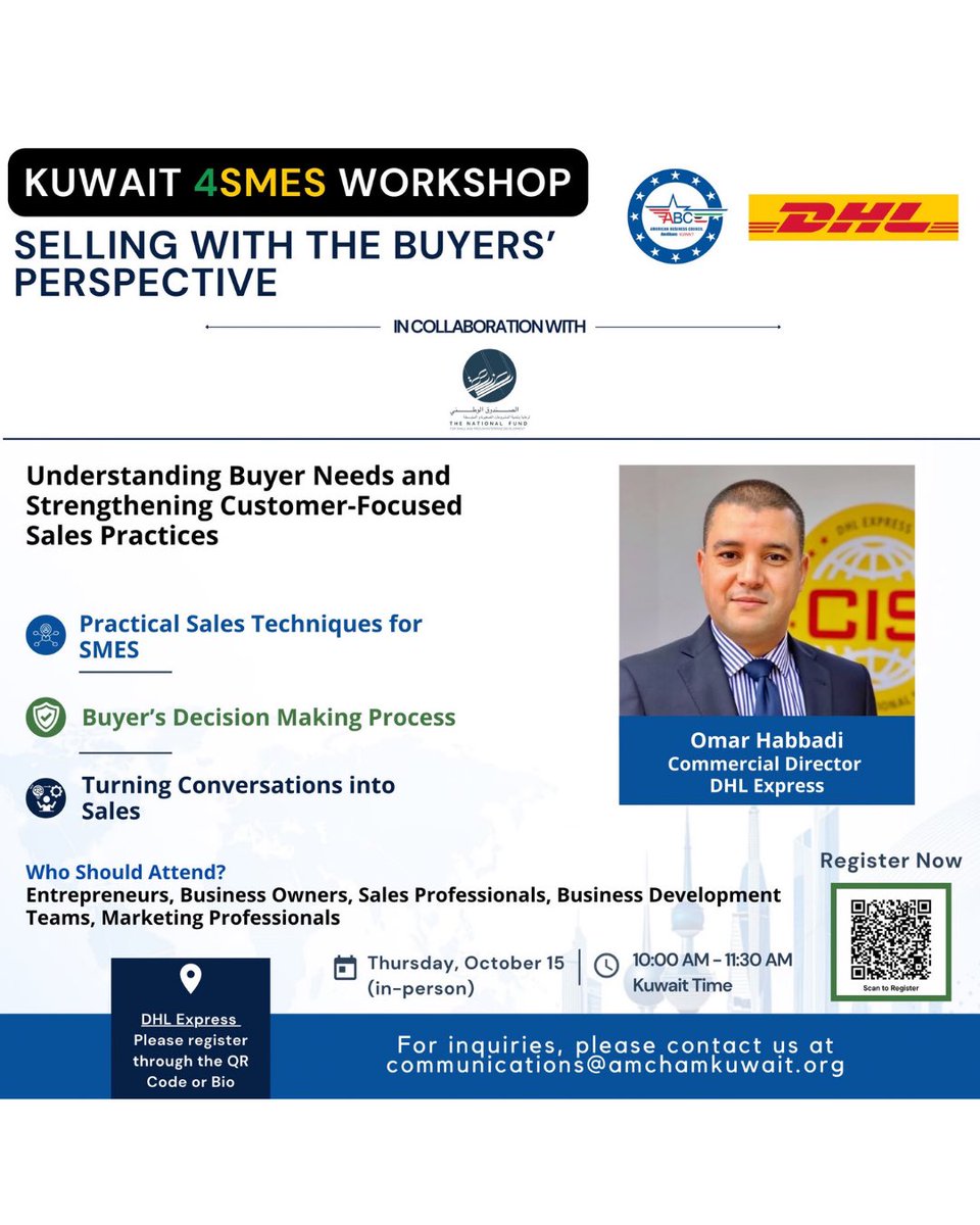 thenationalfund's tweet photo. تعلن شركة DHL وبالتعاون مع #الصندوق_الوطني عن ورشة عمل بعنوان 
“Understanding Buyer Needs and Strengthening Customer-Focused Sales Practice”

رابط التسجيل

https://t.co/IIHSFYfDXB https://t.co/FvSFOv9Nt0