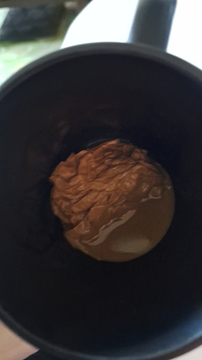 pakuzunoha's tweet photo. ic annot fucking believe this bro.

i was drinking the coffee all happy like "damnnn tf did i do today it tastes so much better than usual??" YEAH I FORGOT THE FUCKING NAPKIN IN IT!!!!!!!! IT LOOKS LIKE SOMEONE POOPED IN MY DRINK!!! https://t.co/b4oUyLoJjA