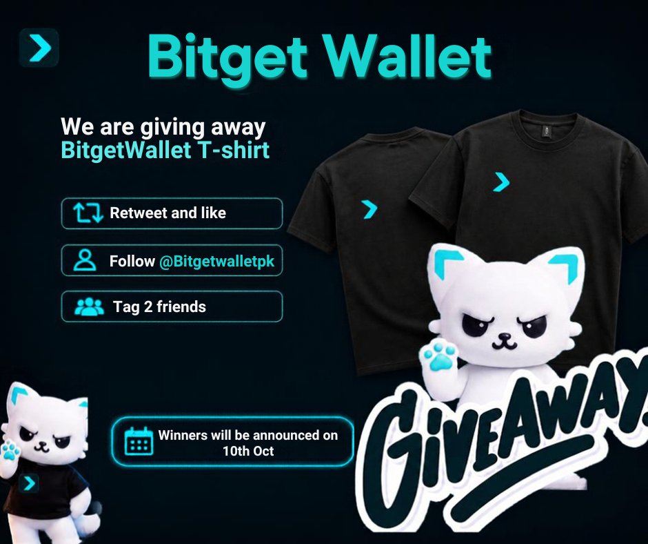 BitgetWalletPK's tweet photo. Who wants some Bitget Wallet merch?

We’re giving away 5 exclusive Bitget Wallet T-shirts!

Here’s how to enter:

> Like & RT
> Follow @BitgetWalletPK 
> Tag 2 friends 

Winners will be announced on 10th October.

(Show us your bank transfer through Bitget Wallet for a better chance to win) 😉🩵