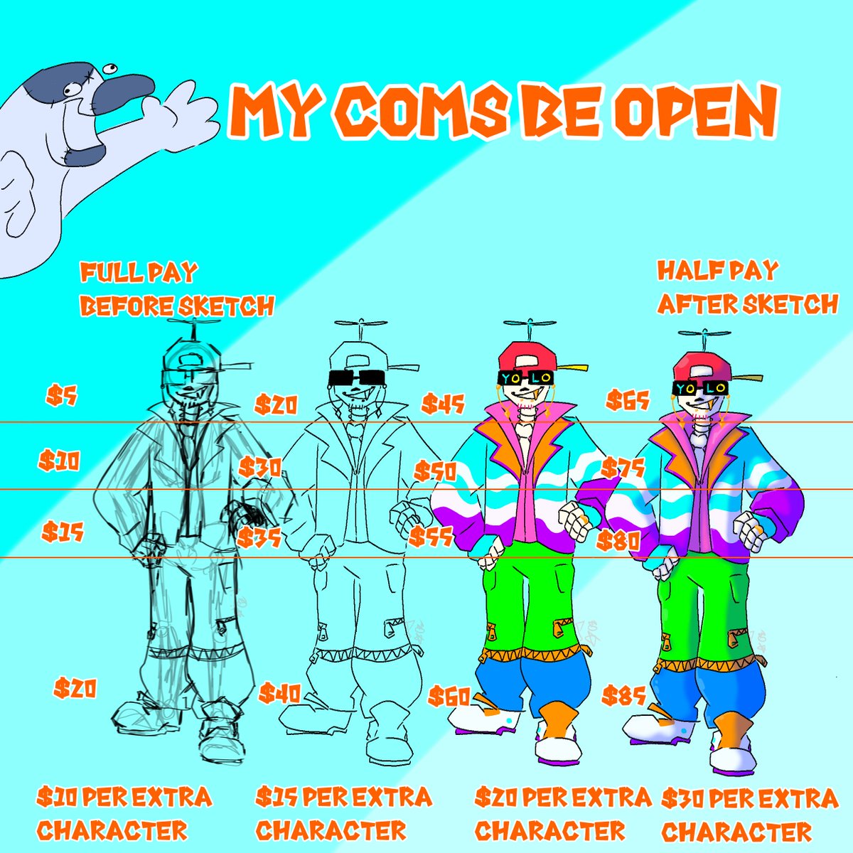 sockpuppetdrawz's tweet photo. OK TIME TO POST THIS :D
I'm fine with doing most things except for Nsfw, complex designs, hate art/speech and anything I am uncomfortable with
#digitalart #coms #undertale
Come and get it!!! https://t.co/wuxbXKa2r5