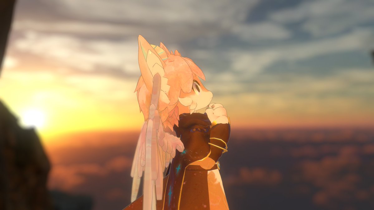yanuchang's tweet photo. 𝒮𝓊𝓃𝓇𝒾𝓈ℯ
それは朱と群青、そして微かに、力強く光る星々が交わる刻

日の出イメージのソラくんにしてみました🌅
#ソラ3D #SORA3D https://t.co/yrWHYTXSrv