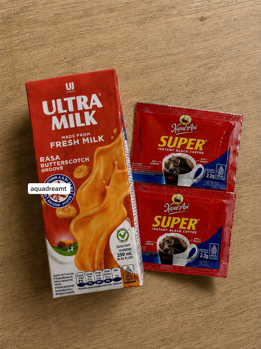 aquadreamt's tweet photo. SIAPA SANGKA DUA INI KALO DISATUIN TERNYATA SEENAK INI?? aroma kopi kapal api yang strong, ketemu manis creamy dari ultramilk butterscotch…kawin banget😭☝🏻 https://t.co/E469NIeAtJ