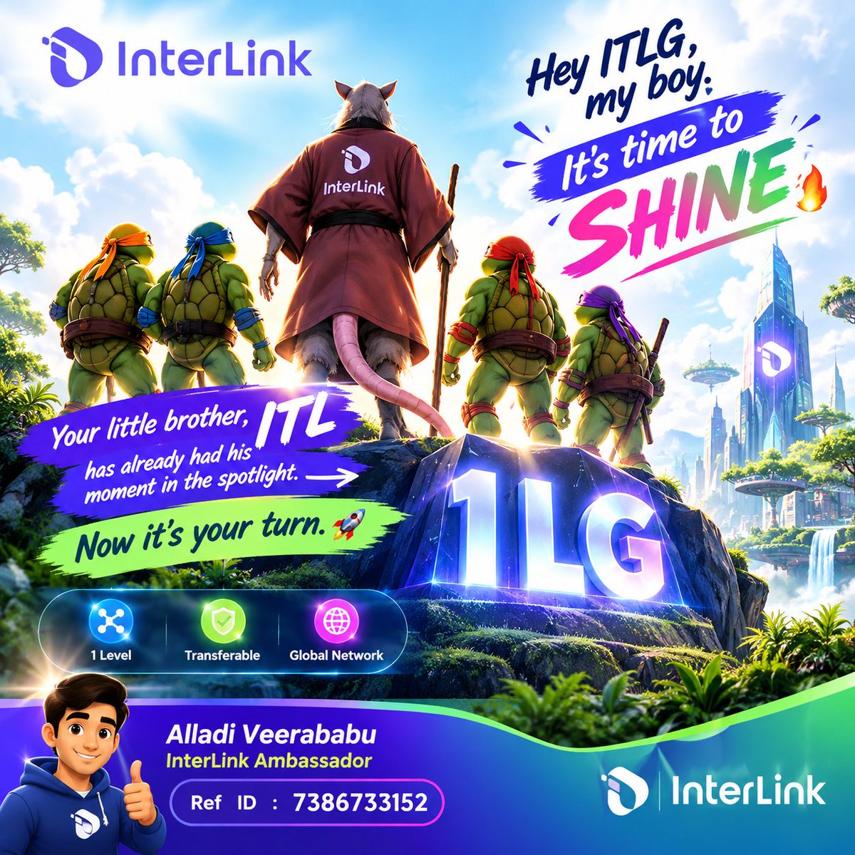 VisionVeeru555's tweet photo. Hey ITLG, itโs your time to shine! ๐ฅ๐
ITL had its spotlightโnow ITLG takes the stage. ๐
#ITLG #1Level #Transferable #InterLink @reina_itl https://t.co/X5vTpVRqsv