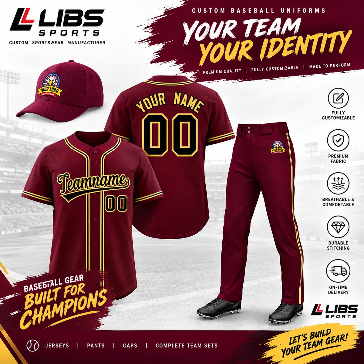 LibsSports's tweet photo. Custom Baseball Uniforms | Built for Champions
Premium custom baseball uniforms made for teams that want to stand out. βΎ
π© Message us today for custom designs & team orders.
#baseballuniforms #custombaseball #baseballjerseys #teamuniforms #baseballgear https://t.co/S6Vg3YFLJk