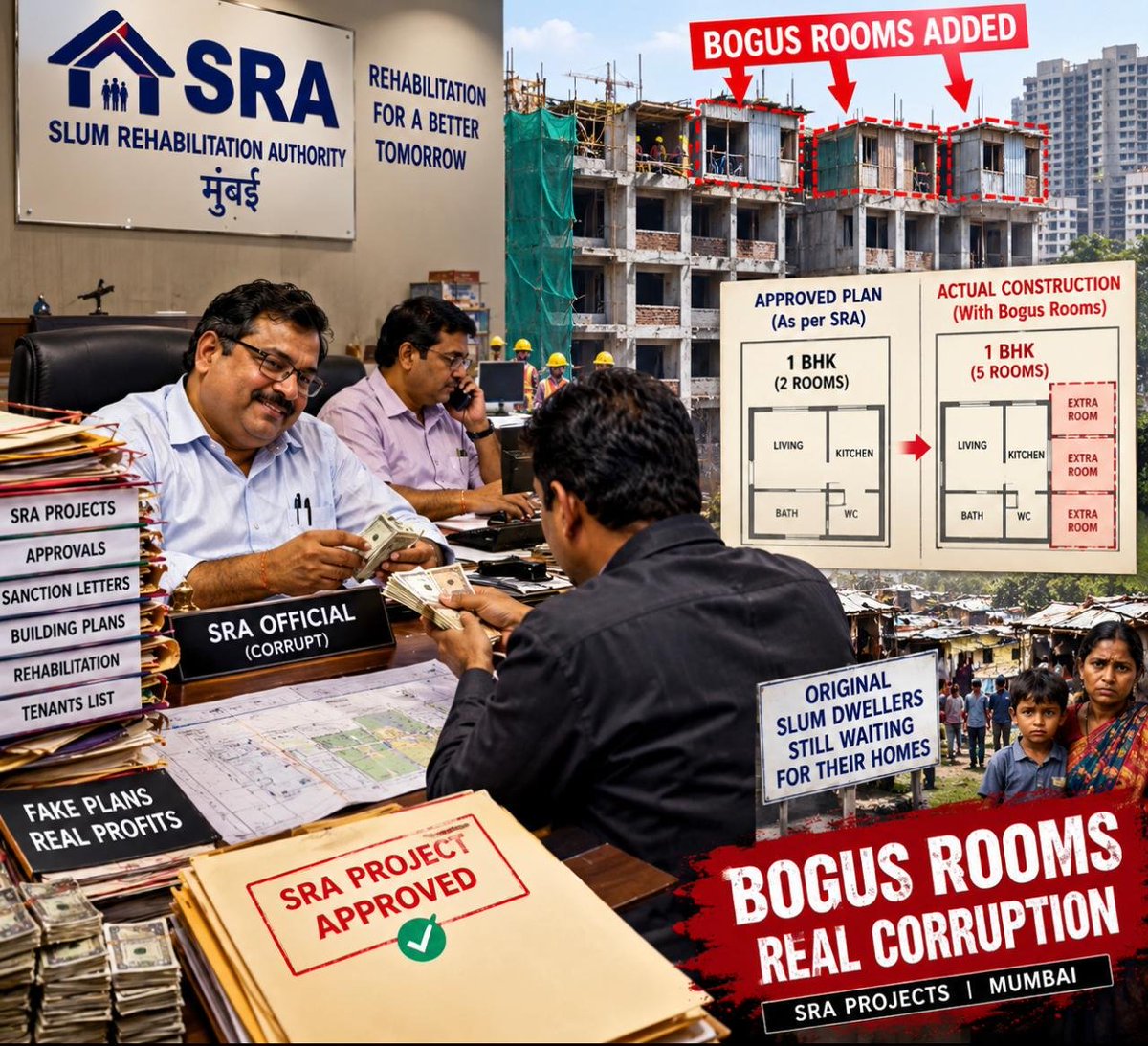 jskeshriya's tweet photo. Sir @Dev_Fadnavis as #CEO #SRA #MahendraKalyankar is unable to take action against 'Star Surveyor' Amol Pawar & Smt.Sneha Ubale for #Illegally adding #Bogus rooms in SRA Projects, will #Inquiry be initiated against them ?
Sir #Crores in #Bribe have been collected without any fear of law as they are sure "Kuch nahi hoga".
Sir #DevendraFadnavis kya sahi mein 'Kuch nahi hoga' ????
