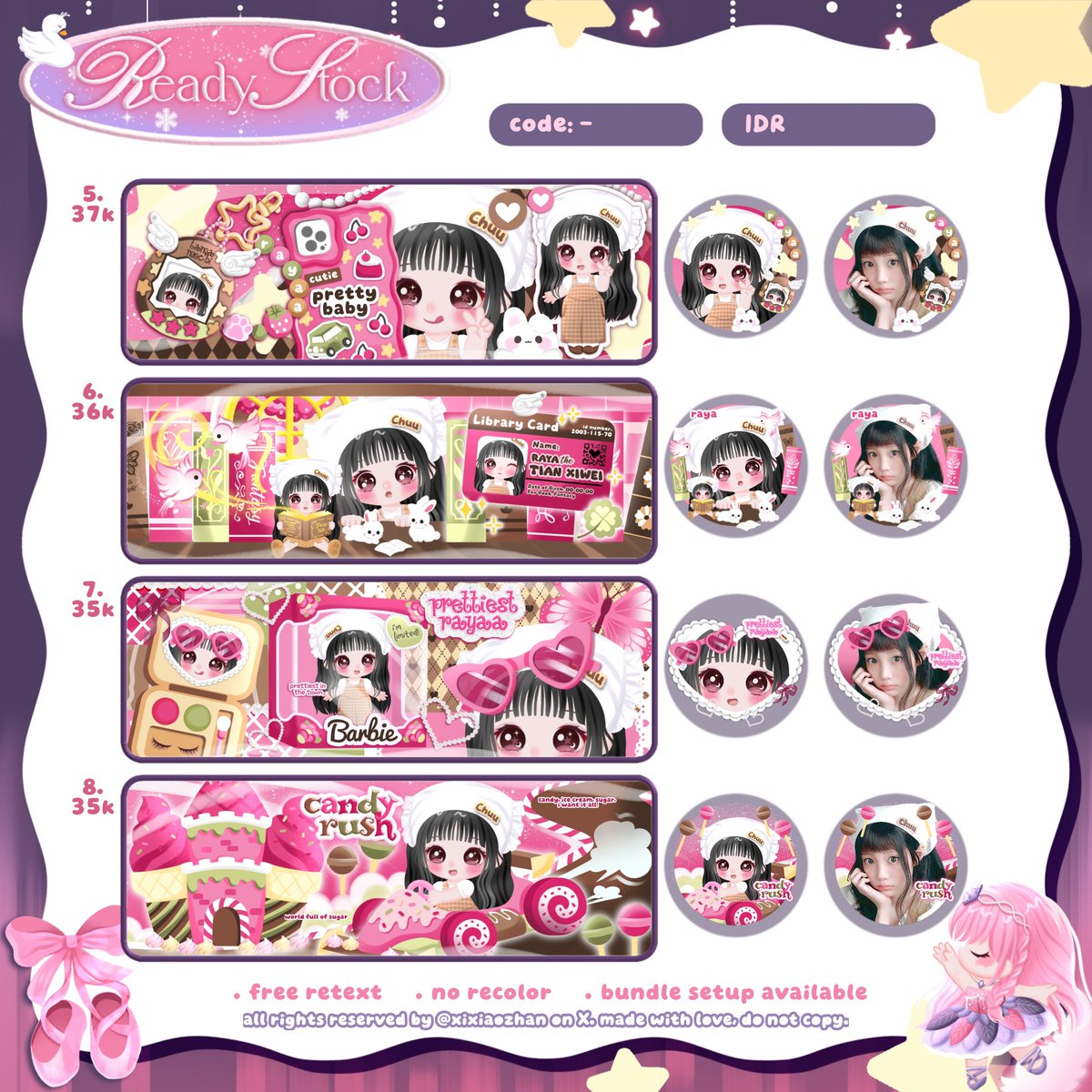 xixiaozhan's tweet photo. ㅤ 
    ꒰ ໋₊ help RT, thank you୭ᵎᵎ૮꒰ ˶ᵔ ᵕ ᵔ˶꒱ა🎀ᩙ
  
   hemlo! ︵🌷 🍰 aku bawa 8️⃣ ready stock layout chibi .  🌸 🧸non muse dan wonhee 👸🩷  price in pic bisa bundle wabis dan setup ׅ⋆ ׅ🍭👛  take by dm sebut nomor langsung ya ⊹☘️❕⋆°

꒰₊ ⸝⸝ #zonauang https://t.co/25F5DaWRfp