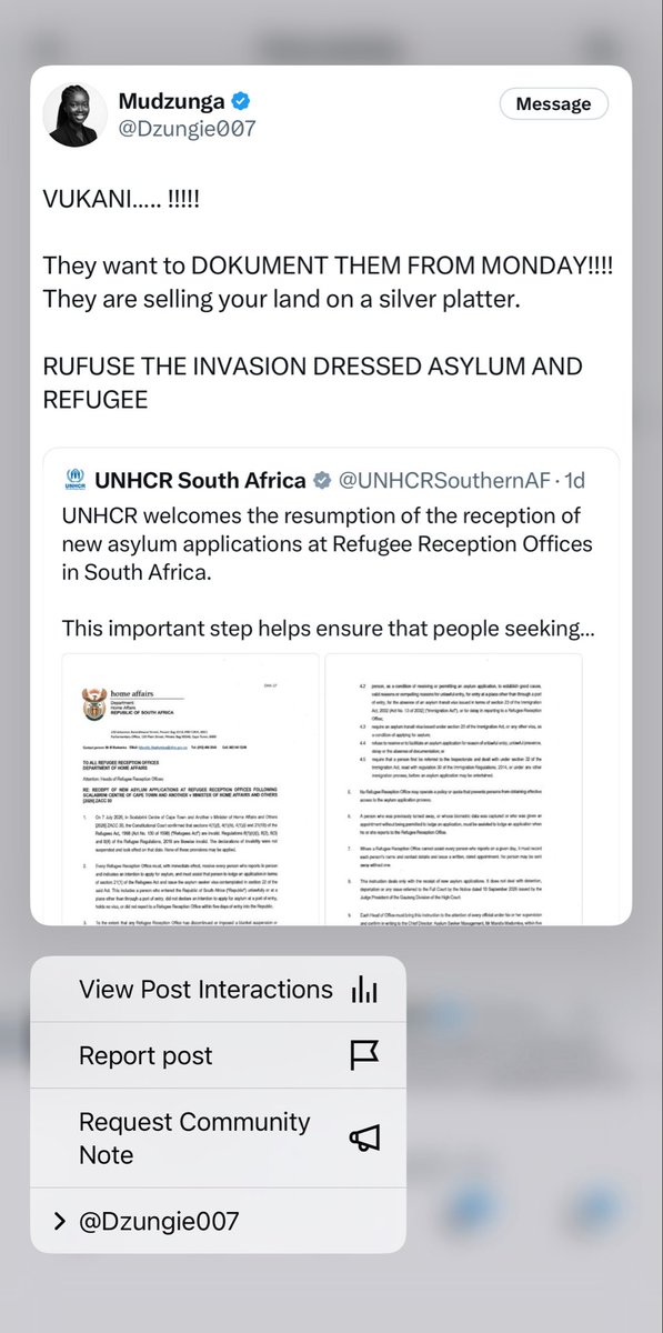 RamaphiriMpho's tweet photo. They deleted the post @UNHCRSouthernAF   Why did you delete the post https://t.co/MUIAOPxY3d