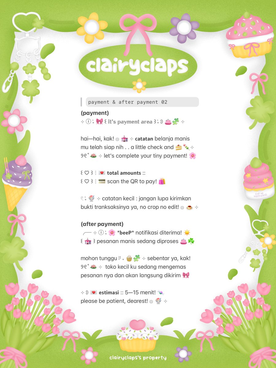 clairyclaps's tweet photo. ♡ mind to re—post? tysm ♡ 

hAwOo! ꒰ 💌 ꒱ chei kembali nih ☀️
bawain wording bundle ☘️🎀 ⊹
𓏲 ࣪˖ ꒰ 🪷 payment + after payment ꒱
dengan prici 10.500/each saja! 🌸

t. #zonauang . . 💬 https://t.co/2zjiJoAR8T
