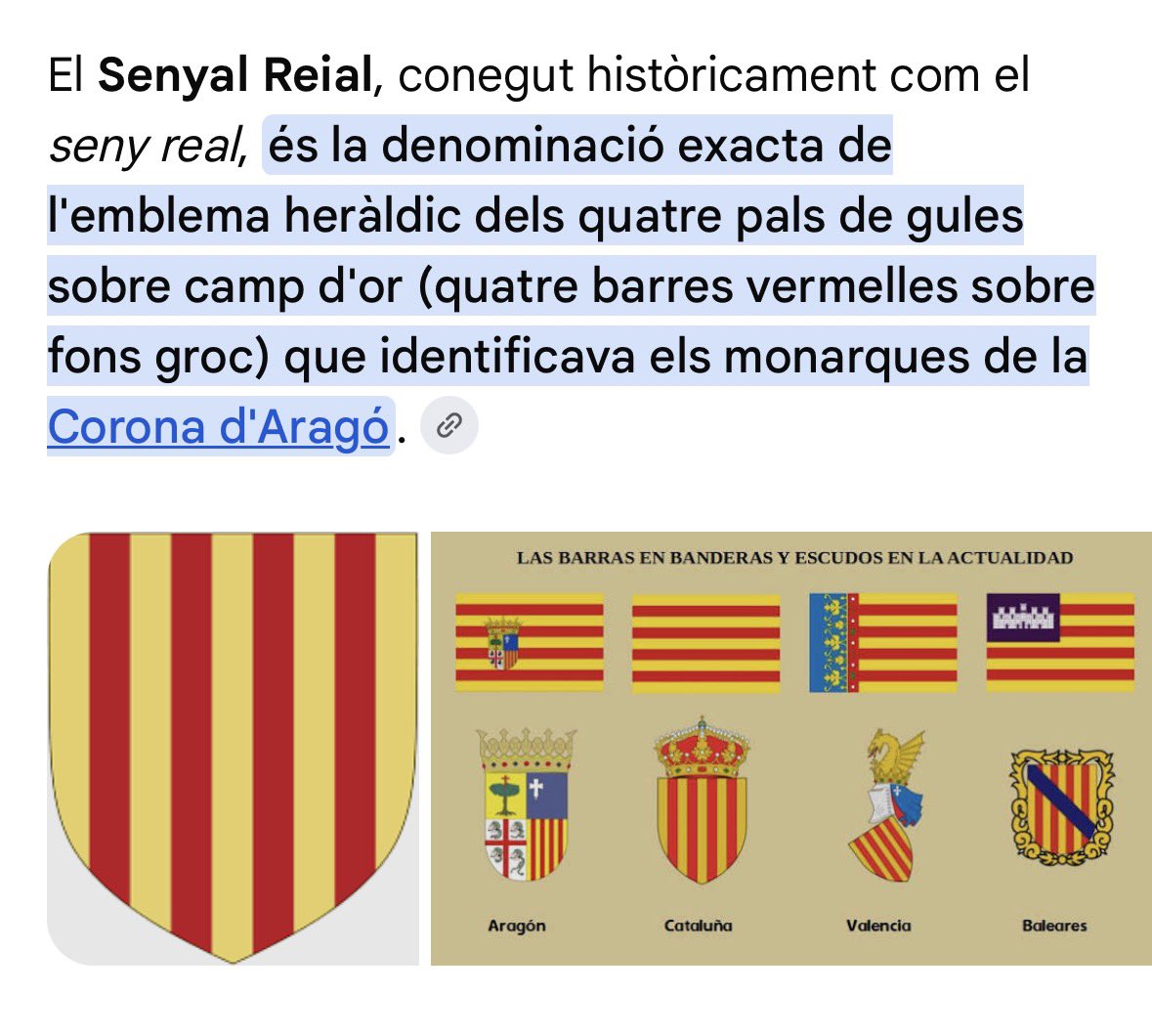 PabloLadosa's tweet photo. @glorios72 @joallorc Es la bandera de la Corona d’Aragó, i dixa de inventar no se quin interés tens de mentir. Es dels Regnes de Valencia, Mallorca, Aragón… https://t.co/LCdnjqD7LM