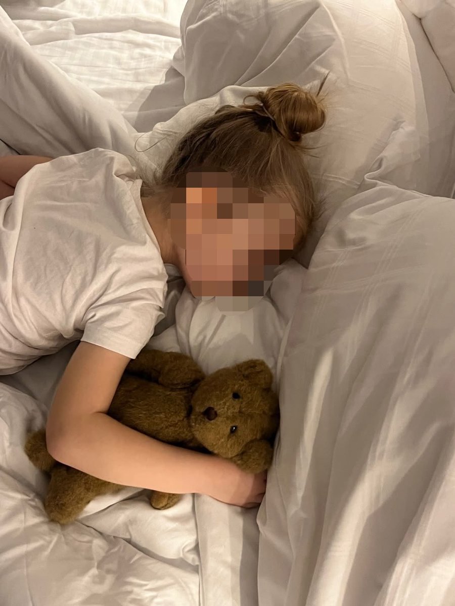 maxwellmckenna's tweet photo. my sweet girl. i hate seeing her sick, but kids are germ factories.  (obviously holding the bear @cliffbarleau bought her) https://t.co/7mgUJL7m0G