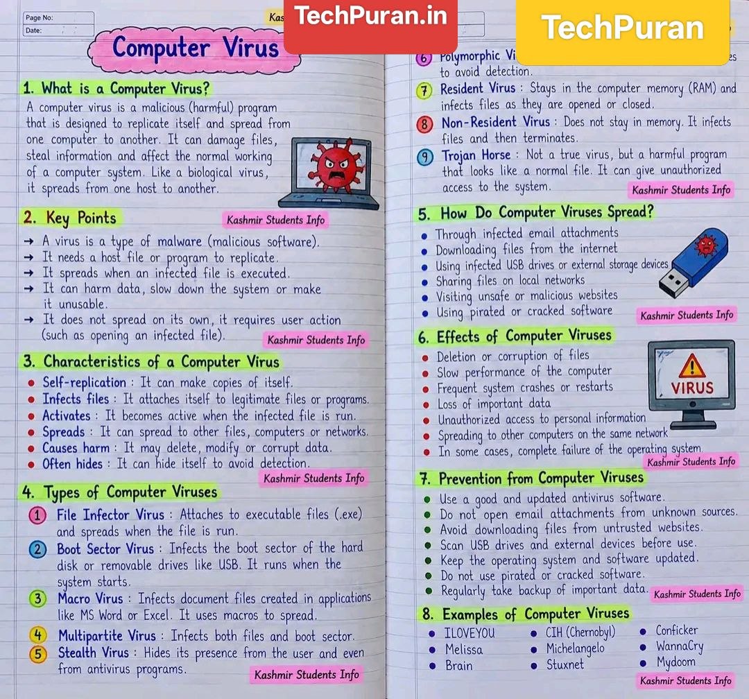 TechPuranIn's tweet photo. 🦠 Computer Virus Explained: Types, Effects & Prevention 💻 #ComputerVirus #CyberSecurity #ComputerBasics https://t.co/WldMXDBdap