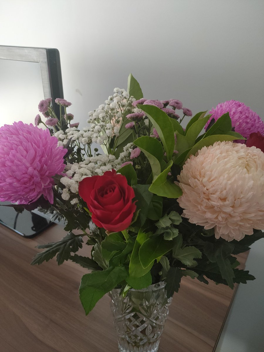 WriteLiveTeach's tweet photo. A beautiful bouquet from my husband to celebrate starting my PhD this month. 💐  
Leo has also started walking this week so life will be even busier chasing him around. 😂🥰
#lifeisbeautiful https://t.co/A3W1v44RyV