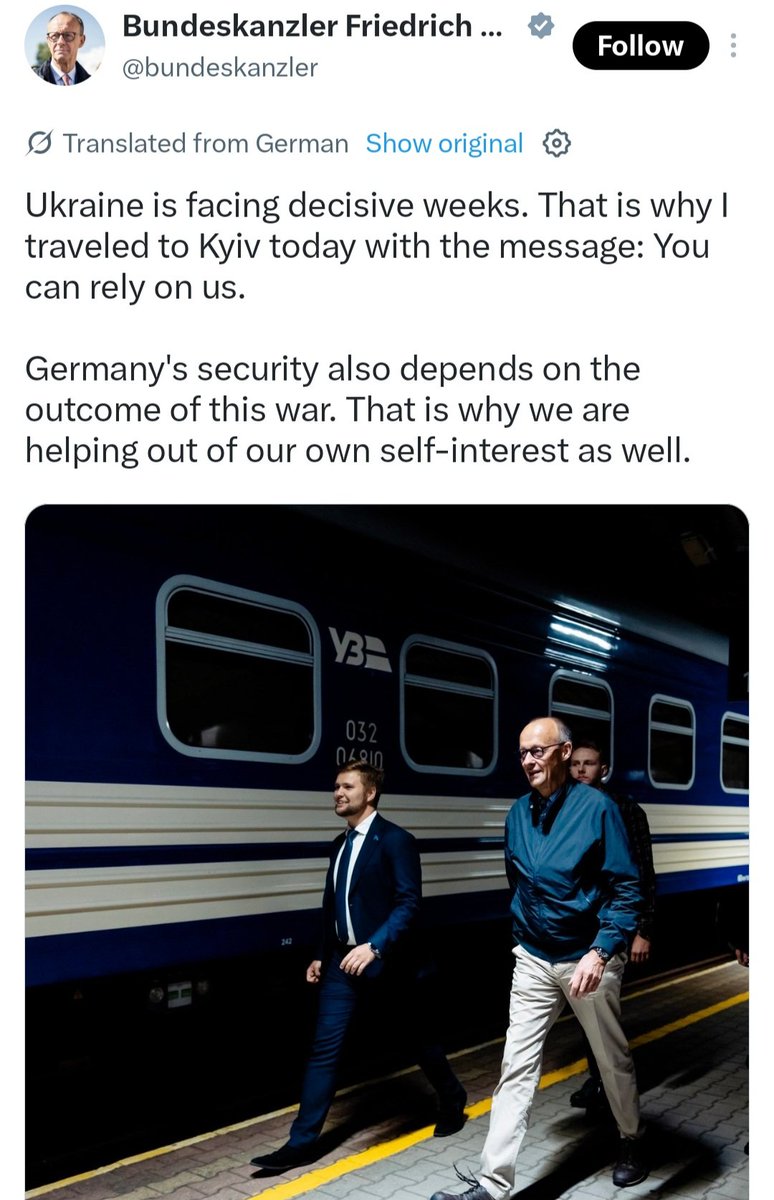 AXChristoforou's tweet photo. Russia allows Merz travel to Kiev, kowing that images of Merz with Zelensky will make him even more unpopular back home. Merz / CDU either fail to see this or simply do not care. https://t.co/NIGAjSTdhu