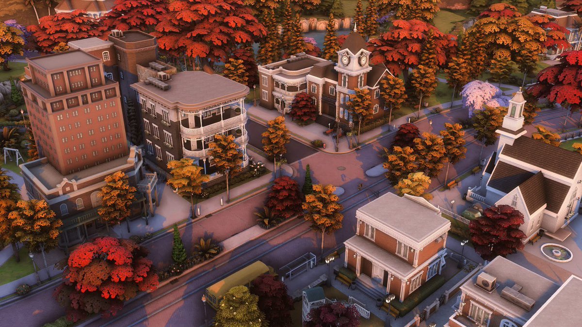 create4sims's tweet photo. GOD, how much i love autumn in Willow Creek🍂
I just can’t get enough!!! 
(no cc, all these builds are on my gallery, Create4sims)
#thesims4 #sims4 @TheSims https://t.co/Coe4hhCIsg