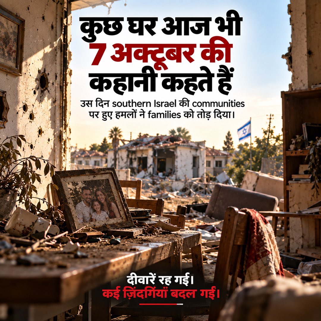 ChandanSharmaG's tweet photo. 7 अक्टूबर को इजरायल में हुए इस्लामिक आतंकी हमले ने बहुत से घरों को बर्बाद करके रख दिया
आज भी कुछ घर उस खौफनाक दिन की कहानी कहते हैं, जब कट्टरपंथियों द्वारा यहूदियों को निशाना बनाया
इस हमले ने कई परिवारों को तोड़ दिया
#Oct7Remembrance https://t.co/qaJjRLf3SR
