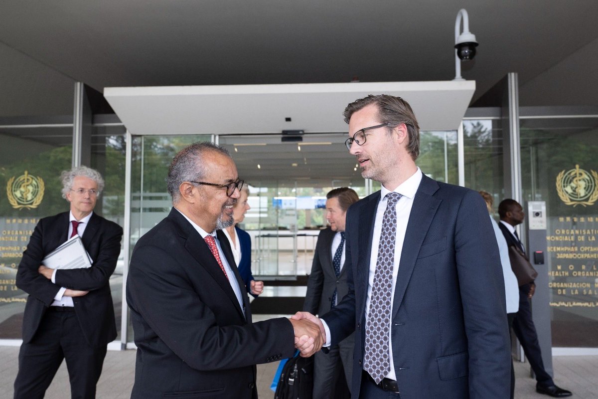 DrTedros's tweet photo. Held a wide-ranging meeting with Sjoerd Sjoerdsma, Netherlands Minister for Foreign Trade and Development Cooperation, on Dutch-@WHO collaboration in responding to the Ebola outbreak in DRC, addressing health needs in Gaza, and ensuring sustainable financing for WHO’s work.

We agreed on the importance of an evidence-based approach to advancing women’s and girls’ sexual and reproductive health, and strengthening global collaboration to better protect the world from future pandemics.

On Gaza, we discussed efforts to evacuate Palestinians requiring urgent medical care outside the Strip, and the need to scale up these operations to meet immense needs.

I also appreciated the Minister’s recognition of the tireless efforts of WHO colleagues working under challenging conditions in DRC to bring the Ebola outbreak under control as quickly as possible.

https://t.co/Y8vcM4lL7n