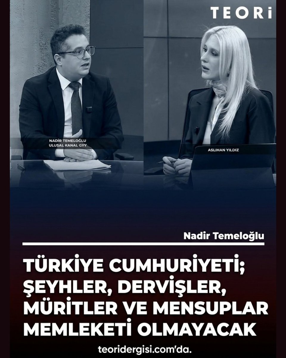 TeoriDergi's tweet photo. Türkiye Cumhuriyeti; Şeyhler, Dervişler, Müritler ve Mensuplar Memleketi Olmayacak

Ulusal Kanal Genel Yayın Yönetmeni Nadir Temeloğlu, İstanbul'da AK Parti himayesinde düzenlenecek olan Said-i Nursi Sempozyumuna ilişkin açıklamalarda bulundu. Cumhuriyet ve Atatürk düşmanı Said-i Nursi'nin FETÖ'nün ideolojik kaynağı olduğunu söyleyen Temeloğlu sempozyuma Cumhurbaşkanı Yardımcısı ve Diyanet İşleri Başkanının katılımcı olduğunu belirtti. Nadir Temeloğlu'nun konuşmasını sizlerle paylaşıyoruz.

Okumak İçin: https://t.co/ZS753Y8544