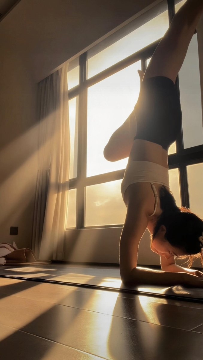 Chloeioemfdt's tweet photo. Today 's handstand and stretch check-in, the moment the sun shines down is so beautiful ✨ https://t.co/WTAqff0F1w