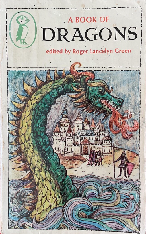 PulpLibrarian's tweet photo. A Book of Dragons, edited by Roger Lancelyn Green. Puffin Books, 1973. Illustrated by Krystyna Turska. https://t.co/Fy1U4ELH5J