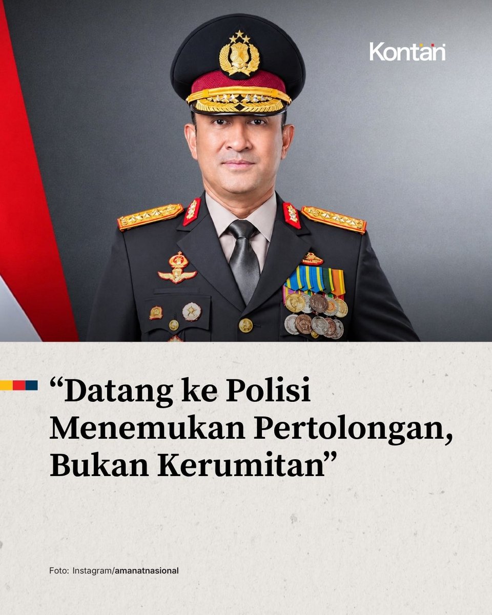 KontanNews's tweet photo. “Ketika korban datang ke kantor polisi, ia menemukan pertolongan, bukan kerumitan.”

Itu salah satu cita-cita Kapolri baru Jenderal Suyudi Ario Seto. https://t.co/vL9ixM5hoU