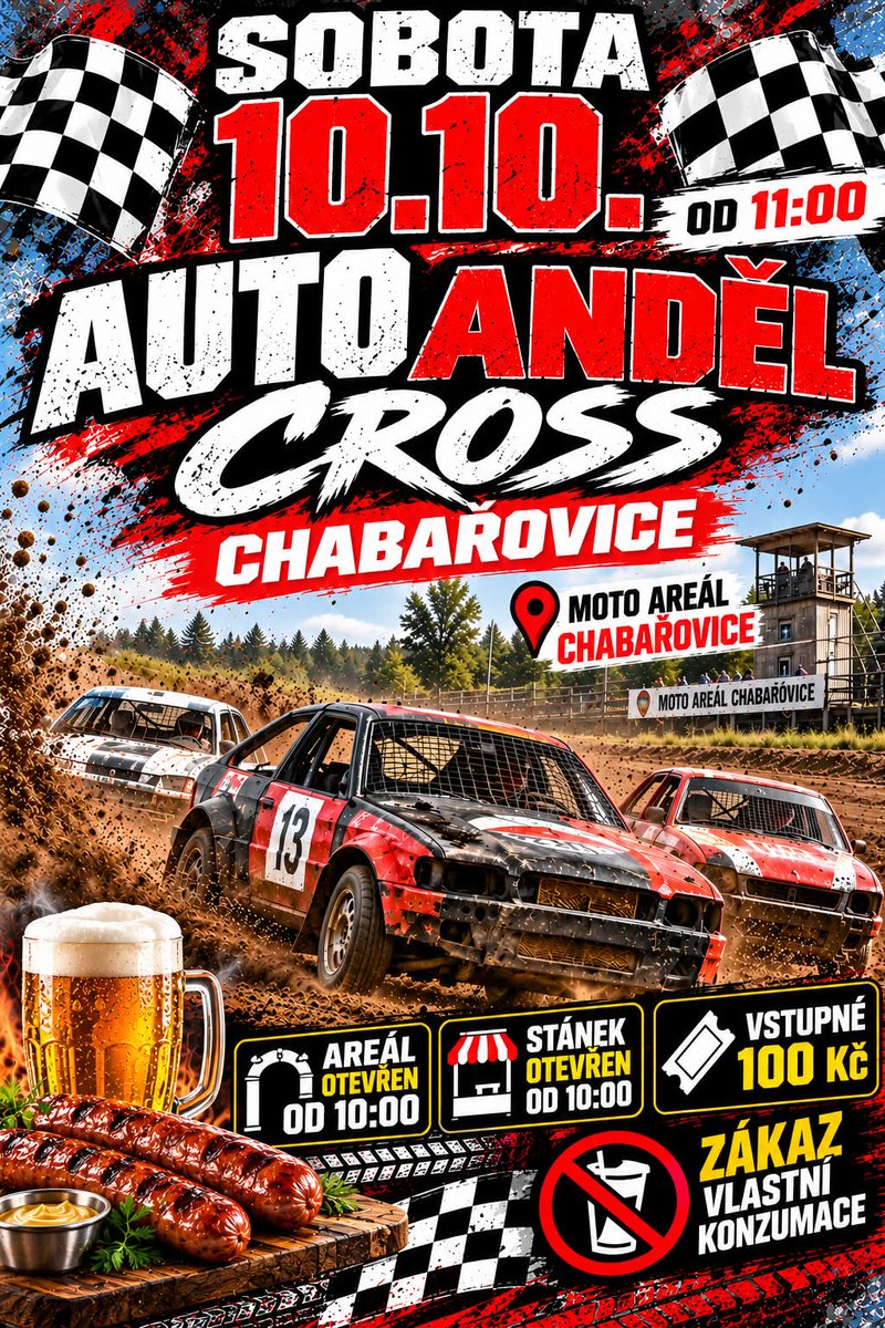 RTUstecko's tweet photo. 🏁 Už tuto sobotu propukne v Moto areálu Chabařovice další porce parádního adrenalinu! 🚗💨
#AutoAndelCross #Autocross #Chabařovice #Závody #Adrenalin https://t.co/KYpoKL06br