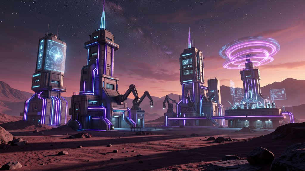 GoDuskFrontier's tweet photo. Buildings in Dusk Frontier do more than level up. Each one accepts specialization modules—AI, Robotics, Quantum—that transform your planet's economic role. One building type, many strategic futures. #DuskFrontier #StrategyGame https://t.co/sGHXHMUybg