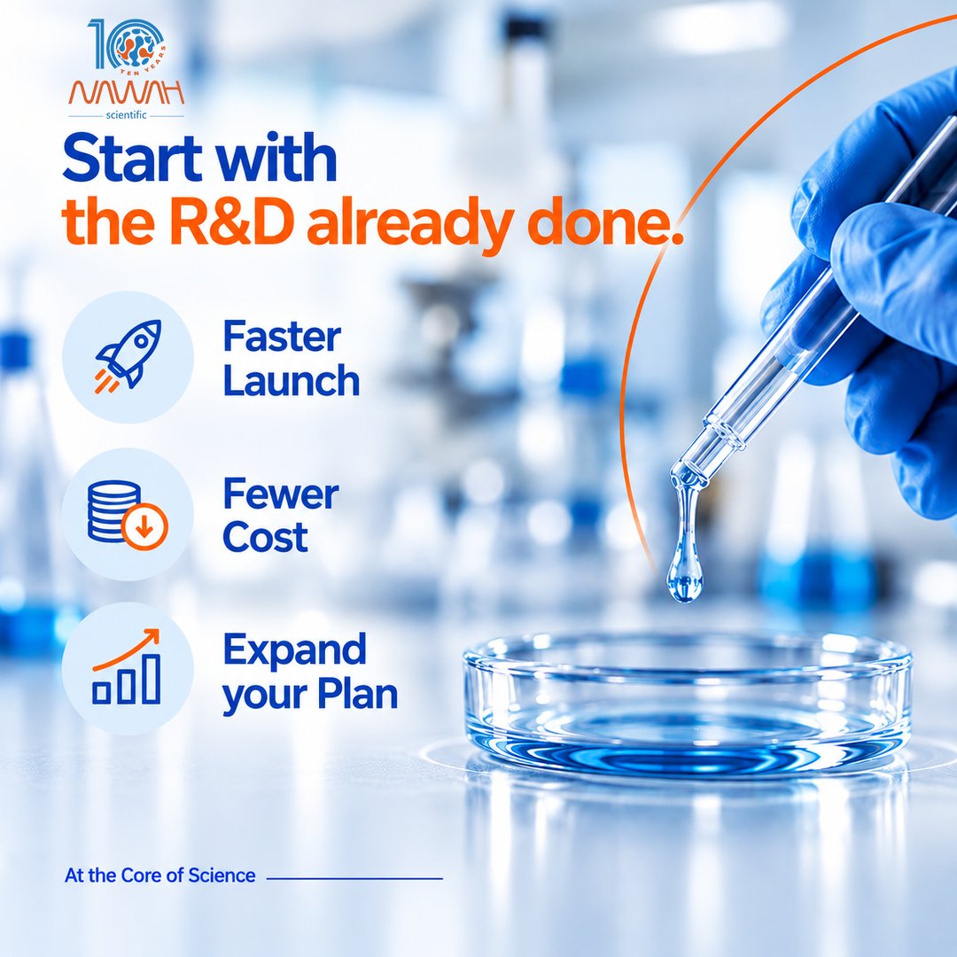 NawahScientific's tweet photo. مش كل Product Development Journey لازم تبدأ من الصفر.

في بعض الحالات، البداية الذكية تكون بالاستفادة من Ready-to-Market R&D Files تم تطويرها مسبقًا، بما يتضمن المعلومات الفنية الأساسية مثل:
Declaration of Composition
Method of Development
Validation
Finished Product Specifications

حلول تساعد فرق R&D وBusiness Development على تقليل الوقت والموارد المطلوبة في المراحل الأولية من تطوير المنتج، وفتح فرص جديدة لتقييم وتطوير منتجات محتملة.

إذا كنت تبحث عن فرص Product Development جديدة أو ترغب في استكشاف الـR&D Portfolio المتاح، تواصل مع فريق Nawah Scientific.
🔗 Pharmaceutical Formulation & Development:
Explore the Service
📞 +20 106 448 8216
📧 info@nawah-scientific.com

#nawahscientific #pharma #drugdevelopment