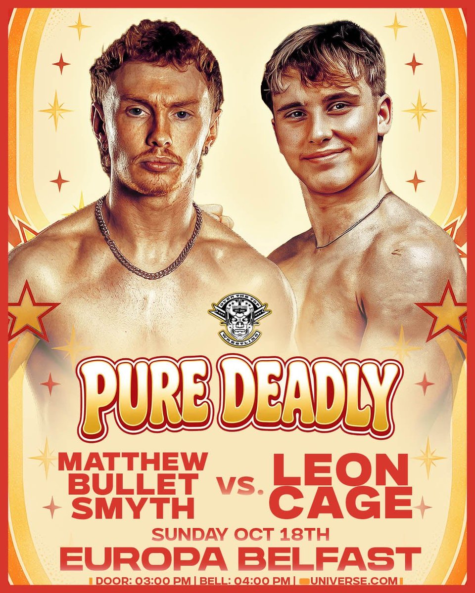 OTT_wrestling's tweet photo. It’s PURE DEADLY
Oct 18th From The Europa Belfast 
Damo Vs Ellis
MBS Vs Leon Cage 
The Rematch 
Creed Vs Storm
More TBA 
🎟️🎟️TICKETS🎟️🎟️
https://t.co/MY0HTUrYmr (LINK IN BIO) https://t.co/mIWDr1UpxQ