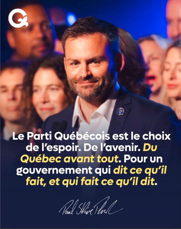 DoLeroux's tweet photo. Operation Trump: comme la l'histoire de la fausse ingérance montée par Fréchette, toute cette histoire démarrée hier lancée à 48heures du vote par La Gazette, relayée par Duhaime et un paquet de comptes Anti-PQ  pour vous désinformer est encore fausse. Cette fausseté a aussi déclenchée des tas de Québec bashing venant du Canada sur le web.

La verité date déjà de 9 mois!! En janvier 2026 le Parti Québécois a annoncé publiquement,comme plusieurs médias l'on rapporté, vouloir effectuer une tournée aux États-Unis y rencontrer médias, acteurs economiques et politique. Comme il l'a fait avant en Europe. Comme l'éthique le veut, le Parti Québécois a informé le consulat des États-Unis au Québec,  qui est ici depuis 1834 et avec lequel les politiciens Québécois parlent et échangent normalement depuis 192 ans!

Le consulat a comme il se doit informé le gouvernement des États-Unis de ce projet comme l' a confirmée hier l'ambassade des États-Unis au Canada. Mais la visite a ensuite été annulée sans que le Parti Québécois n'ait été jamais encore en contact avec le gouvernement américain,seulement le consulat. Pas de de demande de rencontre directe, pas de mensonges du PQ, pas de parjures, rien de ça. Toutes ces allégations contraires sont FAUSSES!

Assez après le coup à Fréchette, le meeting des pdgs libéraux vendredi, cette fausse affaire de la Gazette, et bien encore avant, assez!  On reste debout Québécois! Et on y va demain pour un Parti Québécois majoritaire. En avant!
#polqc