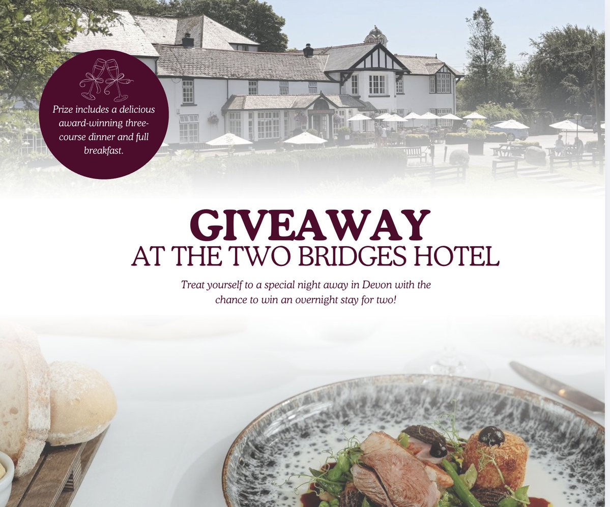 VisitDevon's tweet photo. We are starting October with a special Devon escape… 🍂✨

Win an overnight stay for two at Two Bridges Hotel on Dartmoor.

Enjoy a stay in a Premier Room, with a delicious award-winning three-course dinner and full breakfast included.

Click here 👉 https://t.co/NEgJPynF7E https://t.co/hwVAqttwyr