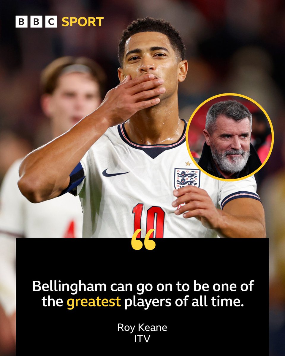 BBCMOTD's tweet photo. Another world class display from Jude Bellingham πβ£
β£
Do you agree with Roy Keane? π€ https://t.co/TvxFHZgJEX