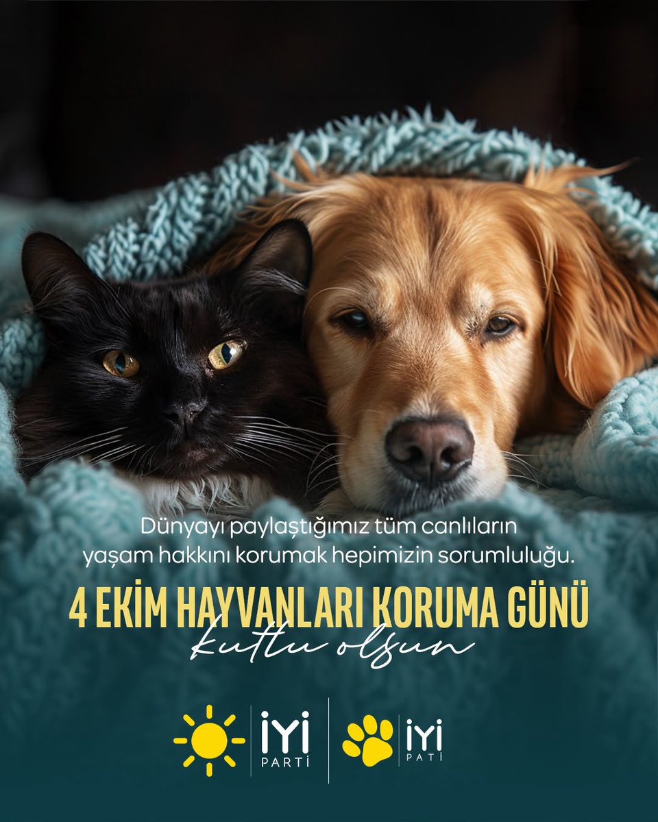 iyiparti's tweet photo. Dünyayı paylaştığımız tüm canlıların yaşam hakkını korumak hepimizin sorumluluğu.

4 Ekim Hayvanları Koruma Günü kutlu olsun. https://t.co/eC8r57jIeI