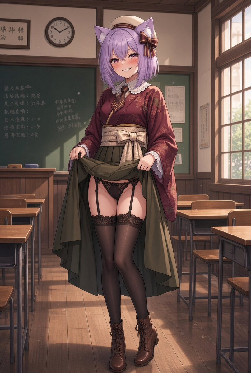 SISmemoryN03's tweet photo. 「パパせんせ、今どきのモダンガールでは常識にゃ？」
パパたちママたち心の性別関係なくご覧くださいにゃ。
#AIart #NSFW https://t.co/AeQa2TAKgw