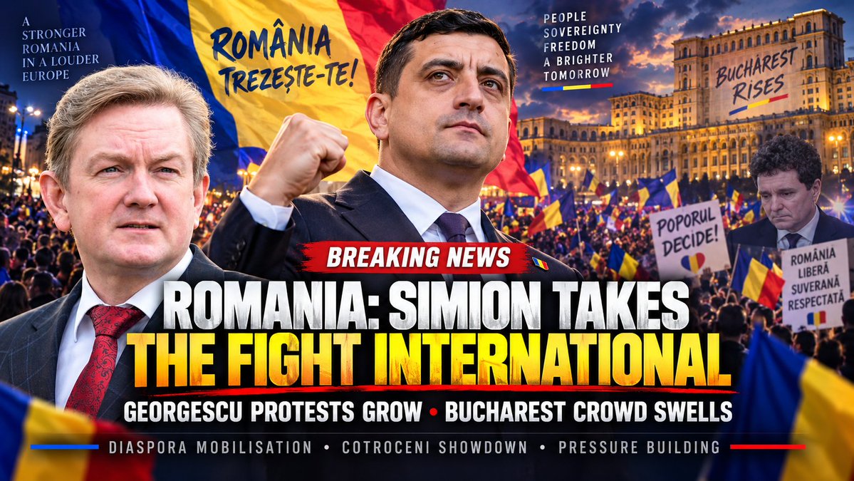 JimFergusonUK's tweet photo. 🚨 ROMANIA IS RISING — AND GEORGE SIMION IS TAKING THE FIGHT BEYOND ITS BORDERS

Something powerful is building around Călin Georgescu.

On Saturday night, around 1,000 people gathered outside Bucharest’s Central Detention Facility — the largest reported crowd since his detention.

But this is no longer just a protest outside one building.

It is becoming a wider movement.

George Simion is now taking the campaign international.

From Poland, he has called on Romanians in France, the United States and across the diaspora to organise, speak out and make Georgescu’s detention impossible to ignore.

The message is spreading.

The crowds are growing.

And the political pressure is building.

Georgescu remains the symbol around whom people are rallying.

But Simion is increasingly becoming the man turning that public anger into organisation, momentum and political force.

He is giving the movement structure.

He is giving it reach.

And he is carrying it directly into the political arena.

Tomorrow, Simion walks into Cotroceni with something far more powerful than a party position behind him:

A growing movement.
A movement demanding answers.
A movement refusing to disappear.
A movement that is now reaching beyond Romania’s borders.

Simion has described Georgescu’s detention as political persecution. That remains his political allegation, and Georgescu has not been convicted.

But whatever happens next, one thing is becoming increasingly difficult to ignore:

George Simion is emerging as the political engine of a movement that is growing in confidence, organisation and reach.

And tomorrow’s Cotroceni meeting could become a defining moment.

Romania is watching.
Europe is watching.

And now the Romanian diaspora is being called to stand up too.

This story is no longer standing still.