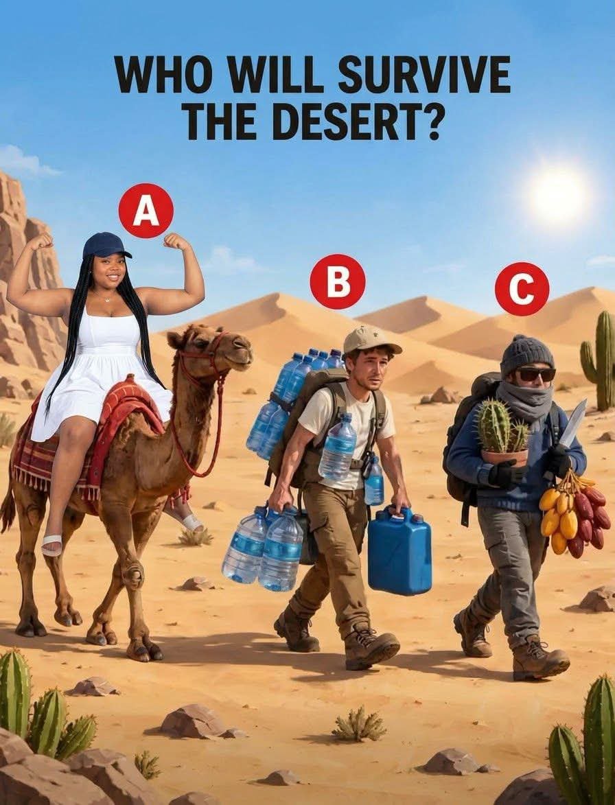 ODMIghty's tweet photo. Who is going to survive the desert? https://t.co/jDFSbyCW44