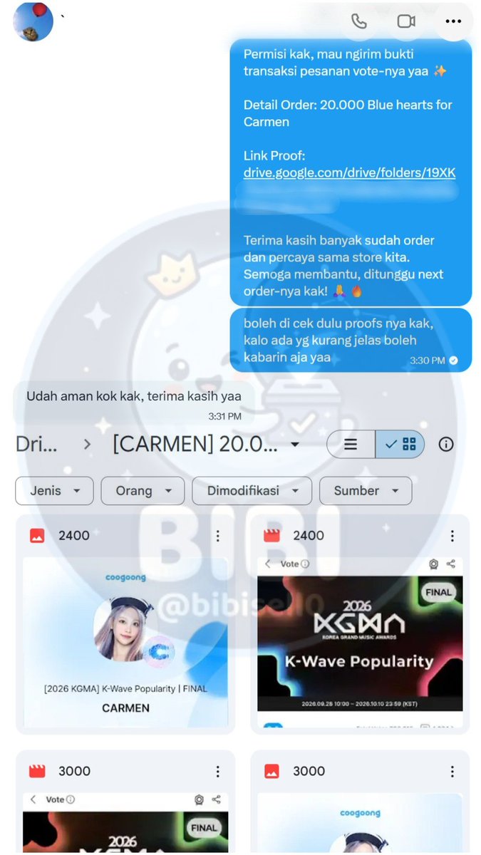 bibisell0's tweet photo. 20.000 💙 COOGOONG for #CARMEN
KGMA Category K - Wave Popularity

Purchased by @ceutoraa

Thank you for trusting us with your order 🤍

#BIBI_proofs https://t.co/aGAnPPGcT6