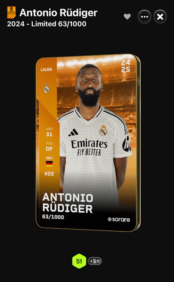 EricvgSorare's tweet photo. #Sorare Rudiger🟡 #Giveaway🎊

Win this Special Limited🟡 card for free🔥

To enter:      
⭐️RT/❤️this post and (IMPORTANT) the post you have bellow👇🏼
⭐️Follow
⭐️Comment your Sorare name!

I’ll DM winner on Friday.
Good luck!🍀

#sorare #soraregiveaway #Giveaway #NFT #free https://t.co/PHcT2YAngO