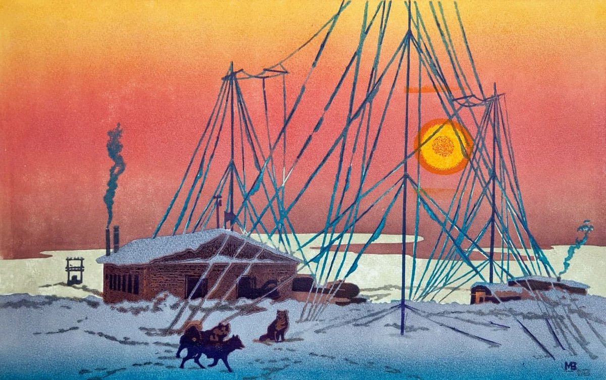 sovietvisuals's tweet photo. "Morning at the radio station" painting by Vladimir Meshkov, USSR, 1959. https://t.co/fxG3jK4Ks7