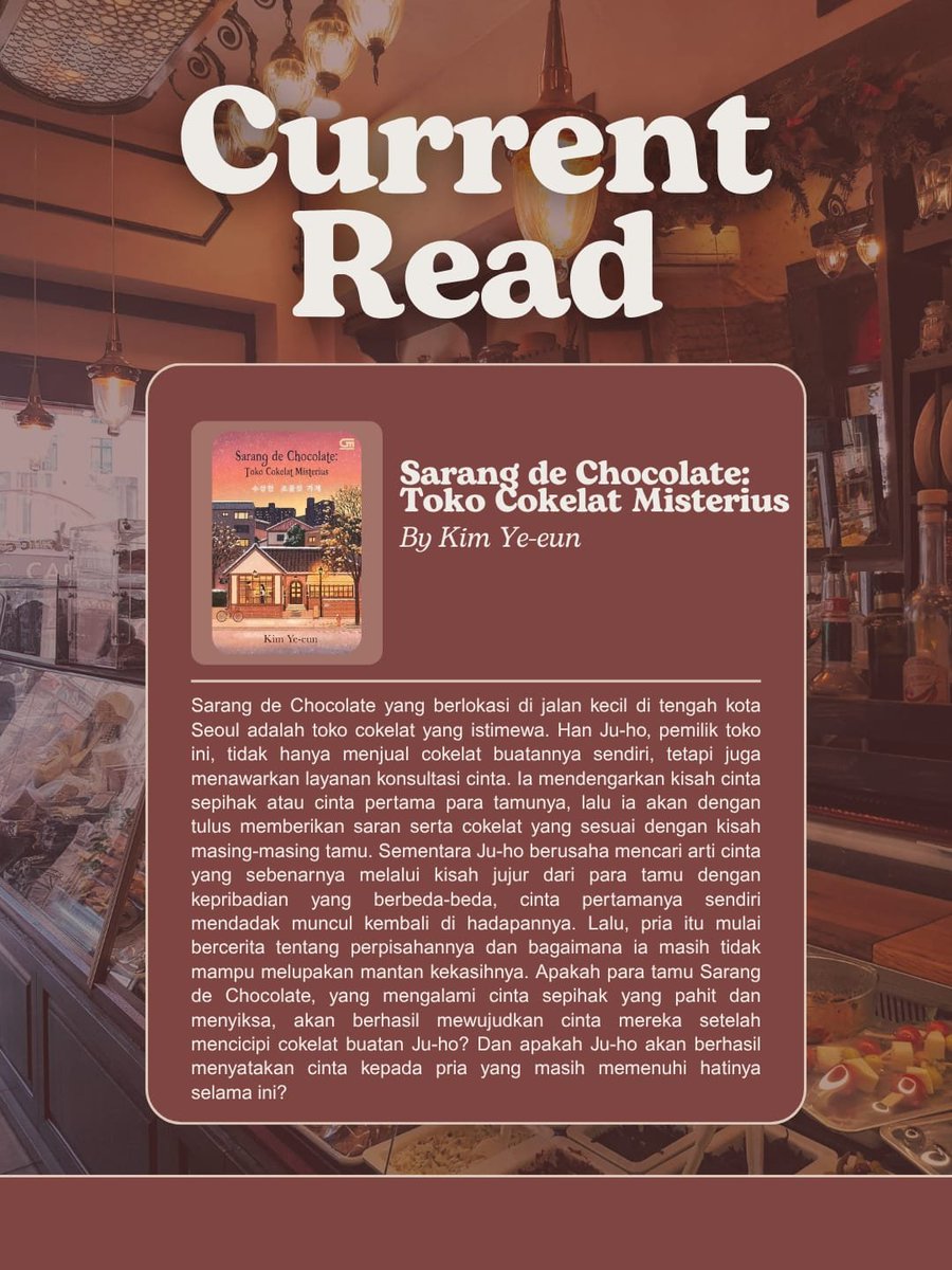 petiteflle's tweet photo. • Sarang de Chocolate: Toko Cokelat Misterius
• 232 pages
• Gramedia Pustaka Utama

━━━━━━━━ 🍫🍩

ㅤ https://t.co/z1umKzzC6q