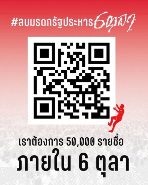 6tula2519's tweet photo. ใกล้จะได้ 50,000 รายชื่อแล้ว! ไปกันต่อ 

ติด #ลบมรดกรัฐประหาร6ตุลา ชวนเพื่อนมาลงชื่อกัน 

ข้อเสนอของเราคือ ลดโทษม.112 และมาตราอื่น ๆ ที่ถูกเพิ่มโทษหนักขึ้นหลังรัฐประหาร 6 ตุลา

🔗 ลิงก์สำหรับลงชื่อ
https://t.co/OoNVGfp71h https://t.co/GTN4yMoCWK
