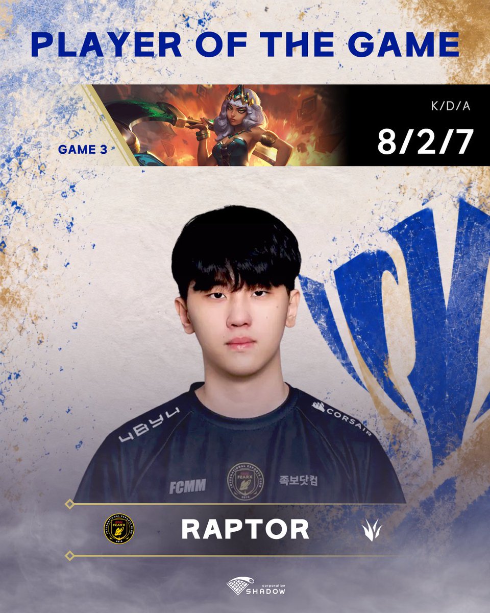ShadowCorpAgent's tweet photo. [2026 Demacia CUP POG : #Raptor in #BFX]    

2026-10-04 #DemaciaCup
#BFX vs #LGD (Game 3)
  
Please give him a lot of support🙏 

#Shadowcorp #Raptor #Esports #Agency https://t.co/HsljvE8AHP