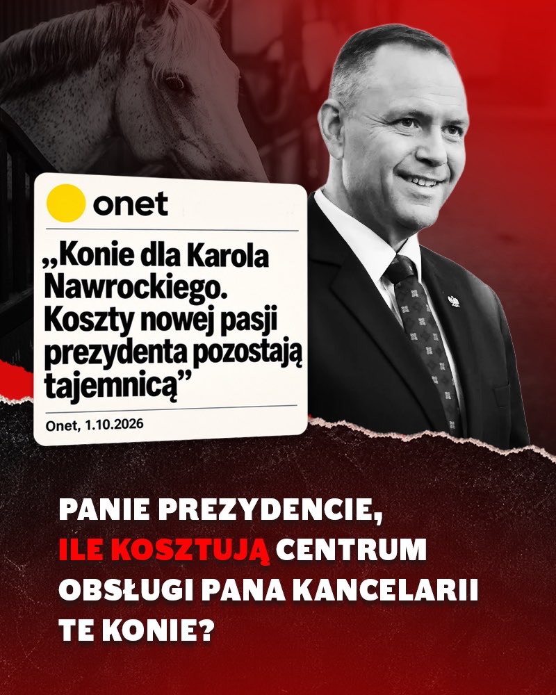 Obywatelska_KO's tweet photo. Media donoszą: Nawrocki ma nową pasję - jazdę konną. Końmi, które są własnością Centrum Obsługi jego Kancelarii… 

Panie Prezydencie, ile Centrum Obsługi KPRP płaci miesięcznie za utrzymanie „nowego hobby”❓ https://t.co/GSZOES6cYv