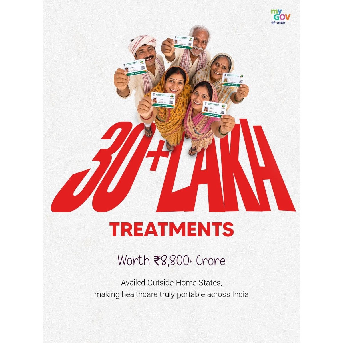 Bharatrai80's tweet photo. #8YearsOfAyushmanBharat

30 lakh+ treatments availed outside home states.

via Namo App https://t.co/fsRHXLGNVZ