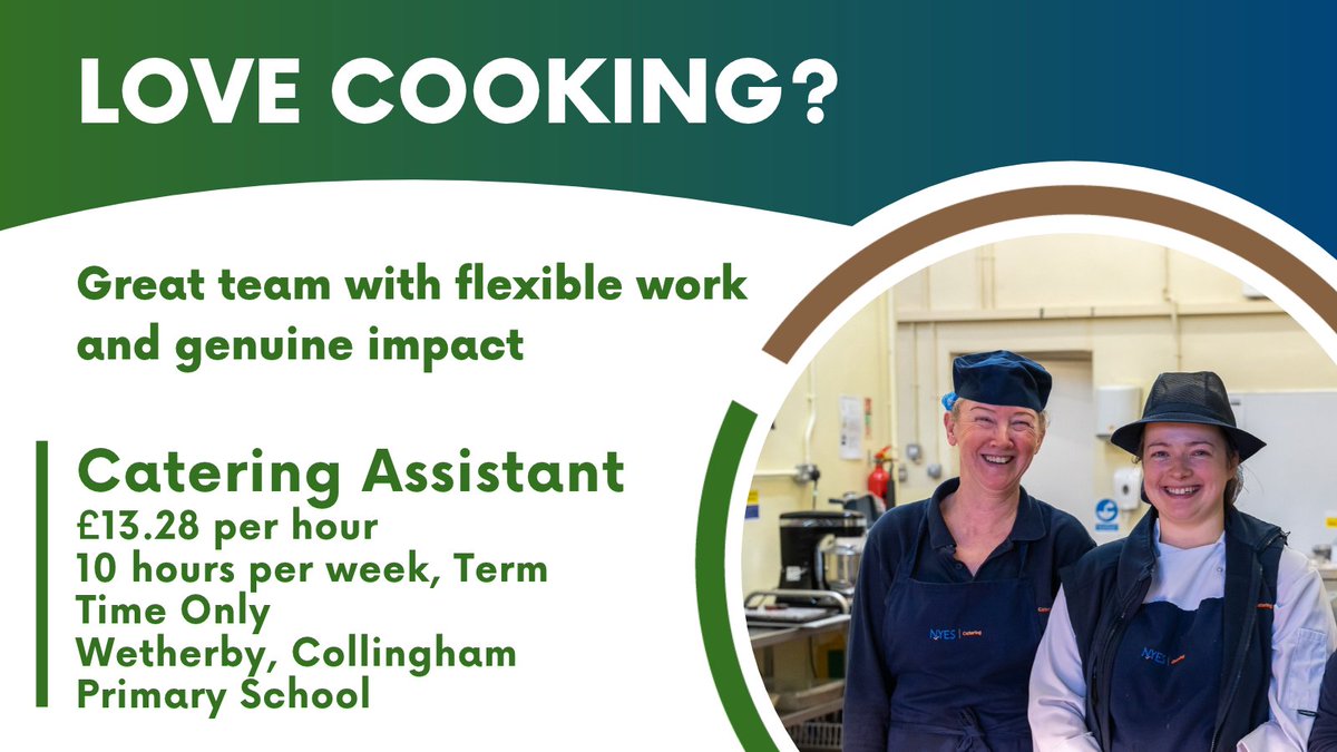 NycjobsUk's tweet photo. Looking for a rewarding role that fits around the school day?
Apply here! https://t.co/TYQizdiPKy
#NorthYorkshireJobs #CateringAssistant #SchoolJobs #WetherbyJobs #HospitalityJobs #PartTimeJobs #EducationJobs #NorthYorkshireCouncil #TeamNorthYorkshire https://t.co/Vt5sN7XQTx