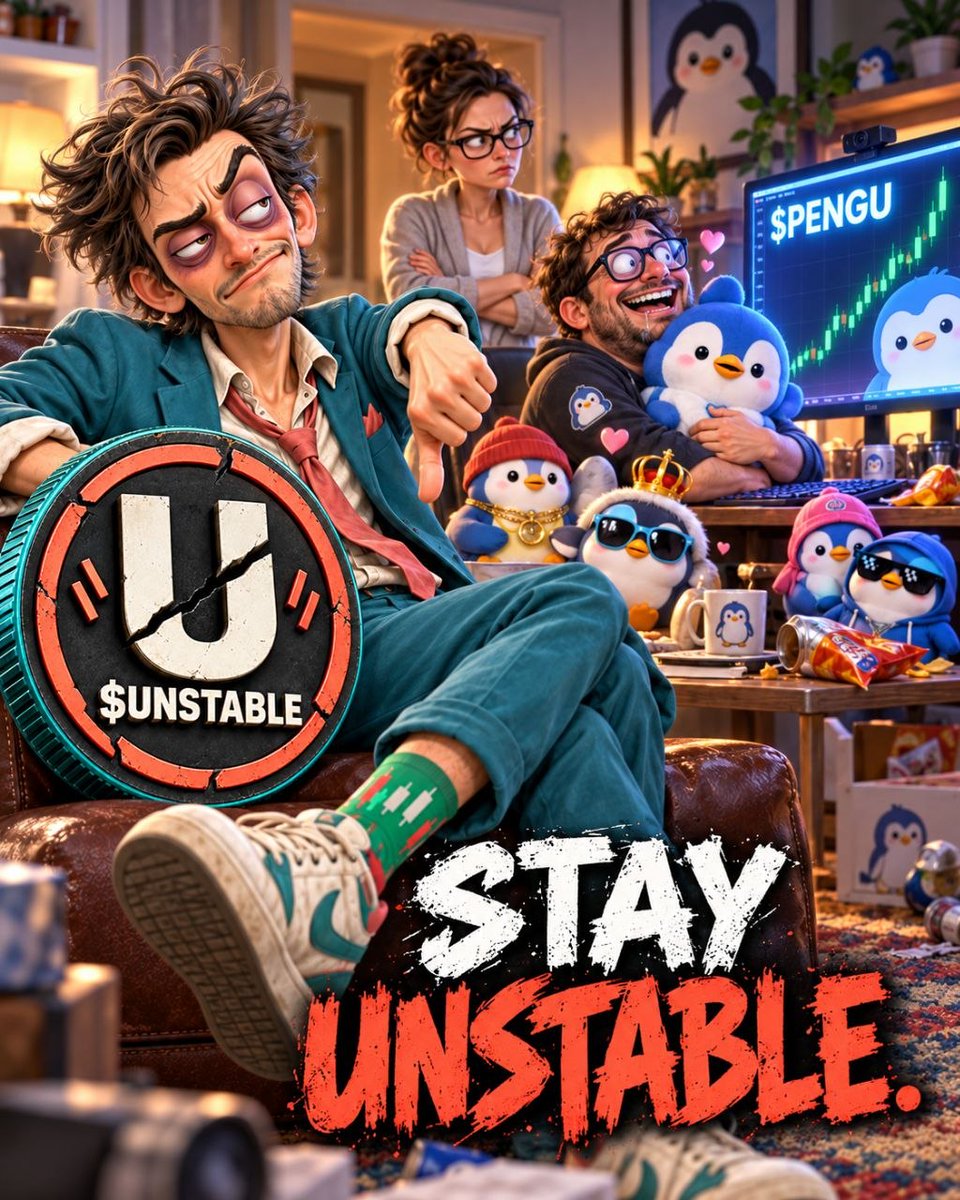BornUnstable's tweet photo. I asked a solana:2zMMhcVQEXDtdE6vsFS7S7D5oUodfJHE8vd1gnBouauv holder about his investment thesis.

“Cute penguin.”

Mate, you’re 38. Your wife thinks you’re managing the retirement fund and you’re financially breastfeeding a cartoon bird.

“But the community is strong.”

So is the support group you’ll need when she finds out.

Stay unstable.

@pudgypenguins @BornUnstable