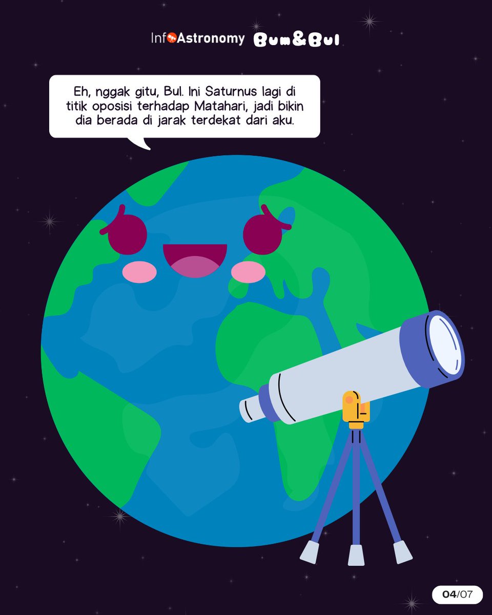 infoAstronomy's tweet photo. Malam ini planet Saturnus akan berada di titik oposisi terhadap Matahari, bikin ia berada di jarak terdekat dari Bumi kita. Saturnus pun akan bisa diamati sepanjang malam. 🪐🌏

Saturnus ini beneran oposisi ya, bukan lagi cari posisi~ https://t.co/Im7OVcxGYj