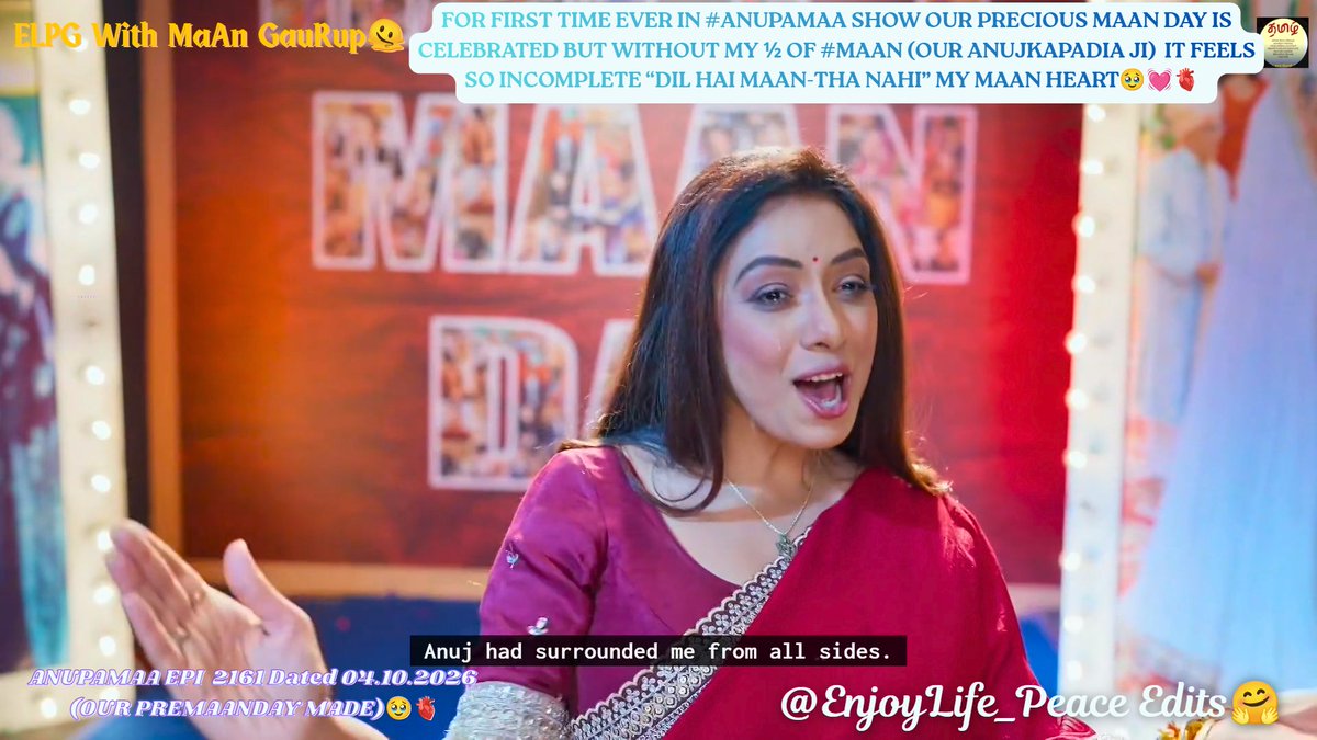 EnjoyLife_Peace's tweet photo. Love Alert💓⚠️Aww 30 mins Full of Our Treasured #AnujKapadia #Anupama #MaAn Memories🥹 in Tday's #Anupamaa Epi #MaAnDay CelebSpl Must watch in TV.
I was Happily immersed into Our Eternal #MaAnUniverse Every Corner, Every word,Everywhere there is Only Our MAAN FOREVER & BEYOND !🫀 https://t.co/B92sTd2ige