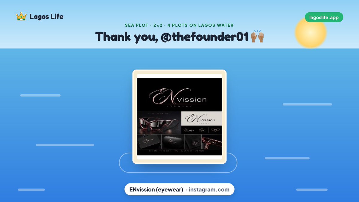 Shalom_HeyEliy's tweet photo. Thank you @thefounder01 for bringing nobodym3hn on Instagram to a 2×2 Sea Plot on the Lagos water in Lagos Life 🙌🏾

ENvission (eyewear)

👉 https://t.co/zIXiYsj7sU

You can promote your business too: https://t.co/Cs2d61Tv45 https://t.co/xFsipjV2Yd