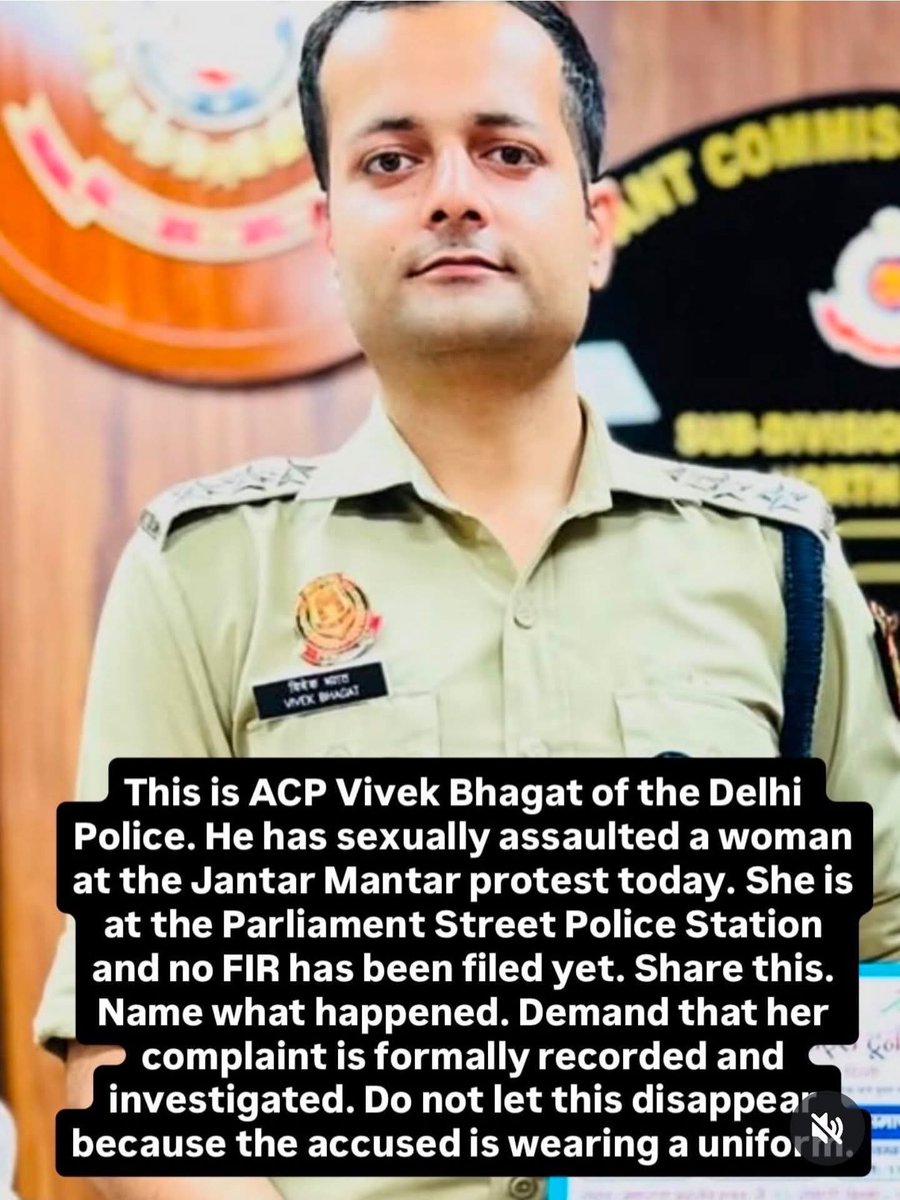 Saurabh_MLAgk's tweet photo. ACP Vivek Bhagat must be arrested for molesting a lady Journalist https://t.co/weikFVnSjL
