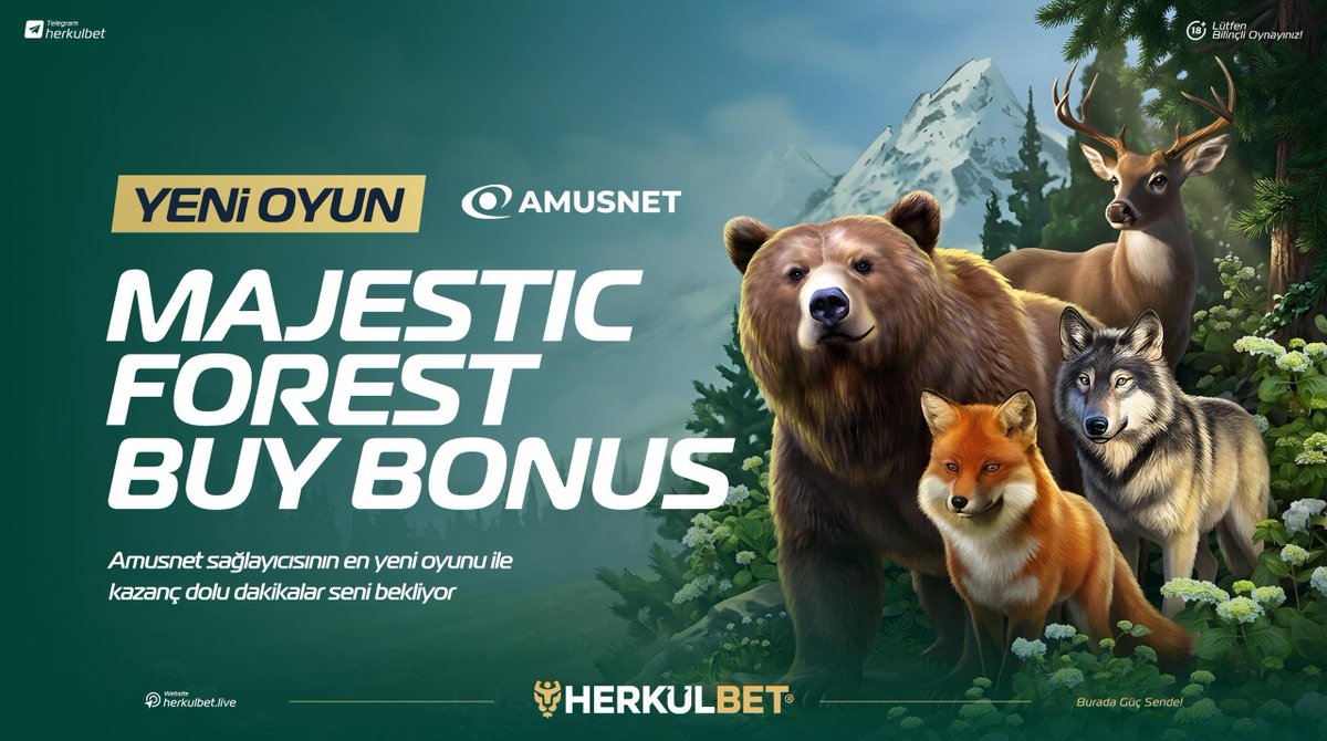 herkulgroupp's tweet photo. 🚨 𝗬𝗘𝗡𝗜̇ 𝗢𝗬𝗨𝗡 | 𝗠𝗔���𝗘𝗦𝗧𝗜�� 𝗙𝗢𝗥𝗘𝗦𝗧 𝗕𝗨𝗬 𝗕𝗢𝗡𝗨𝗦

𝗢𝗥𝗠𝗔𝗡𝗜𝗡 𝗗𝗘𝗩𝗟𝗘𝗥𝗜̇𝗬𝗟𝗘 𝗞𝗔𝗭𝗔𝗡𝗠𝗔𝗬𝗔 𝗛𝗔𝗭𝗜𝗥 𝗠𝗜𝗦𝗜𝗡? 🌲🐻🦊

🎰 Amusnet’in en yeni oyunu Majestic Forest Buy Bonus artık HERKÜLBET’te. https://t.co/GuysDG35pj